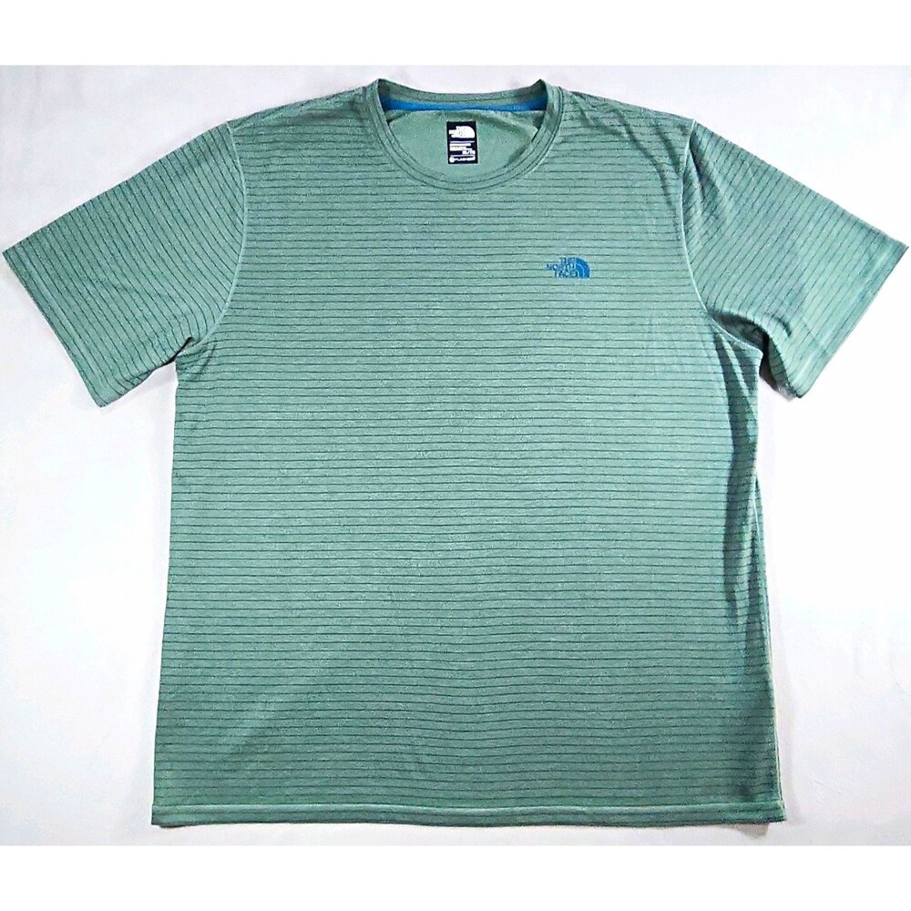 The North Face FlashDry Men's Green Striped Quick Dry Crew Neck T-Shirt XL